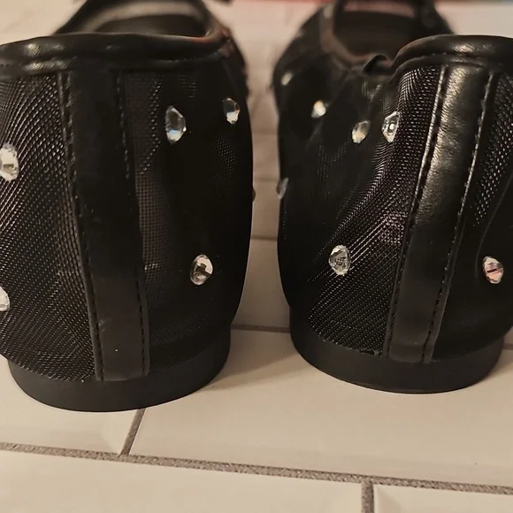 SO Black Gem Stone Polka Dot Women's Flats - Picture 4 of 6